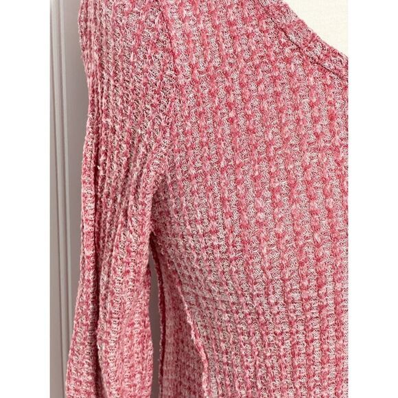 Almost Famous Knit Scoop Neck Long Sleeve Top Heather Reddish Pink Size Medium - Picture 4 of 13